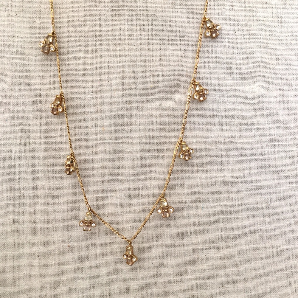 Ann Taylor Gold Necklace with Crystal Statements